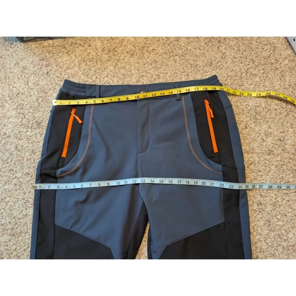 Outdoorsports Men XL Softshell Fleece Lined Hiking Snow Pants Blue Black Regular